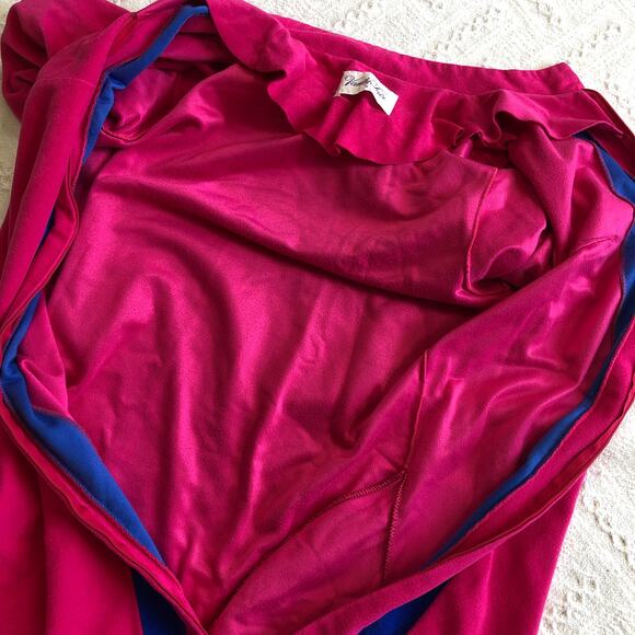VTG Vanity Fair Velour Full Length Robe House Coat Pink Half Zip Granny 70s 8 M - Picture 8 of 11